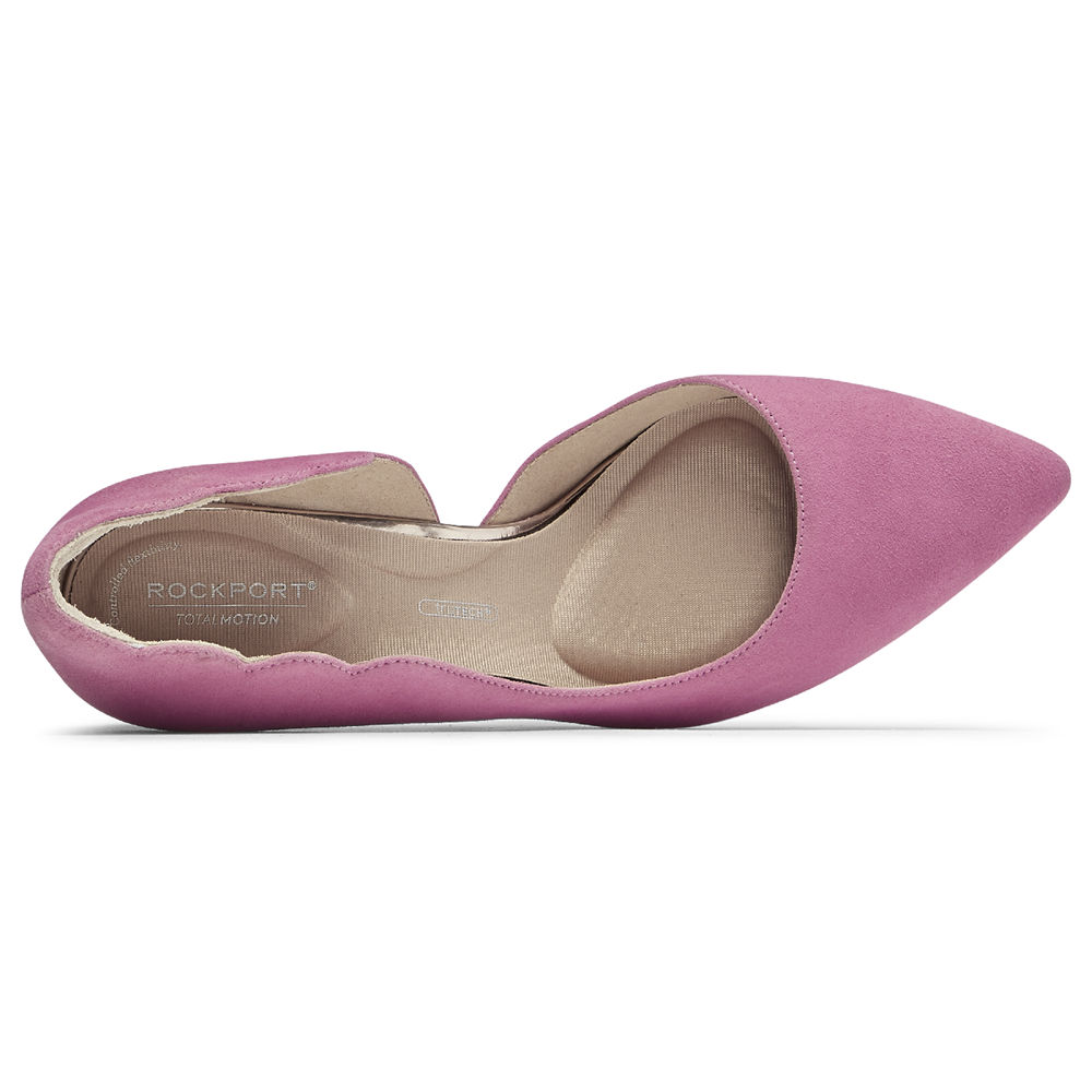 Sapatos De Salto Rockport Mulher Rosa - Total Motion 75Mm Scalloped Dorsay - 53472FHEV